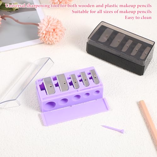 5-Hole Cosmetic Pencil Sharpener 2 Pack for Eyeliner, Eyebrow & Lip Liners