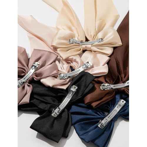 TERSE Hair Bows for Women Big Bows Hair Accessories for Women Girls Cute Oversized Bow Clips with Long Tails Silky Satin Ribbon