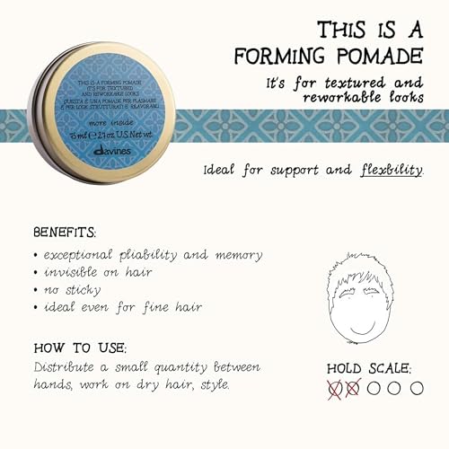 Davines This Is A Forming Pomade, Medium Hold Structure & Workability - Lightweight Formula for Short Hair Styling - Natural Shine & Memory Effect, 2.54 Fl Oz