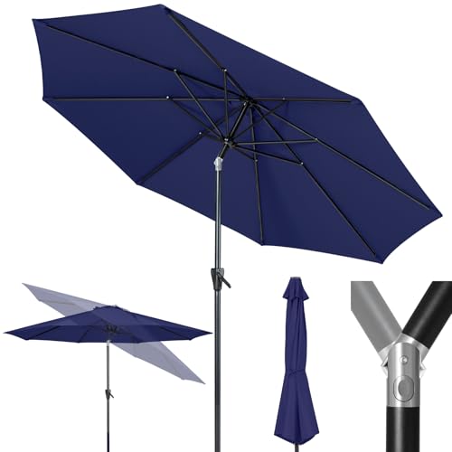 Tempera 7.5ft Patio Market Outdoor Table Umbrella with Push Button Tilt and Crank,Large Sun Umbrella with Sturdy Pole&Fade Resistant Canopy,Easy to Set,Navy