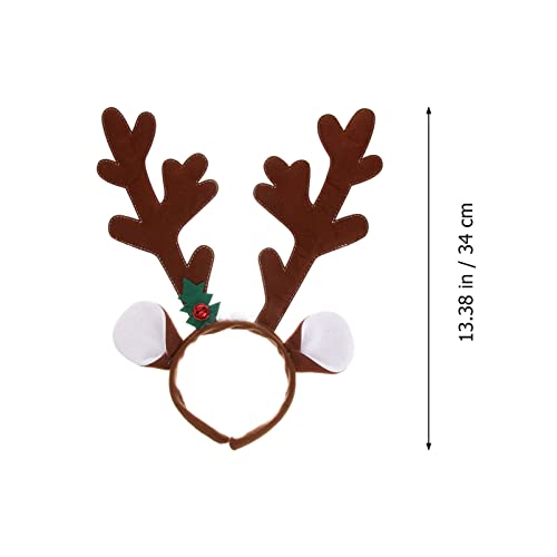 Garneck ANTELER HEADBAND - Christmas Antler Hair Hoops, Velvet Cloth Headband with Antler&Chimes for Christmas Party (Dark Brown)