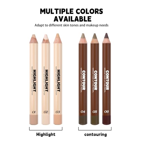 6-Shade Face Contour & Highlight Stick Kit, Dual-Ended Pencils