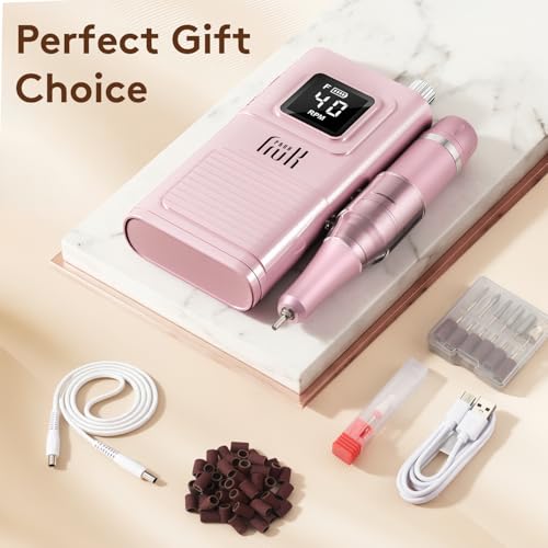 Pruk Electric Nail Drill Kit - 40000RPM Cordless E-File with LCD Display