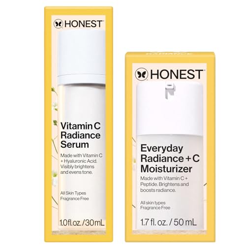 Honest Beauty Get Glowing Bundle | Vitamin C Brightening Serum + Everyday Moisturizer | Improves Skin Tone | Gentle for Sensitive Skin, Fragrance Free, Vegan | 1 fl oz, 1.7 fl oz