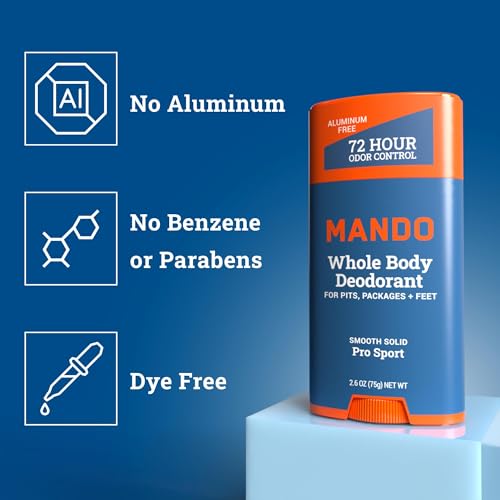 Mando Whole Body Deodorant Stick - 72 Hour Odor Control, 2.6 oz