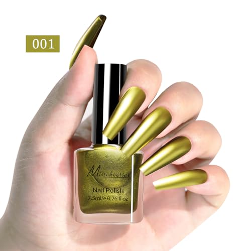 IMGDD Olive Golden Yellow Metallic Nail Polish - Chrome Effect, 7.5ml
