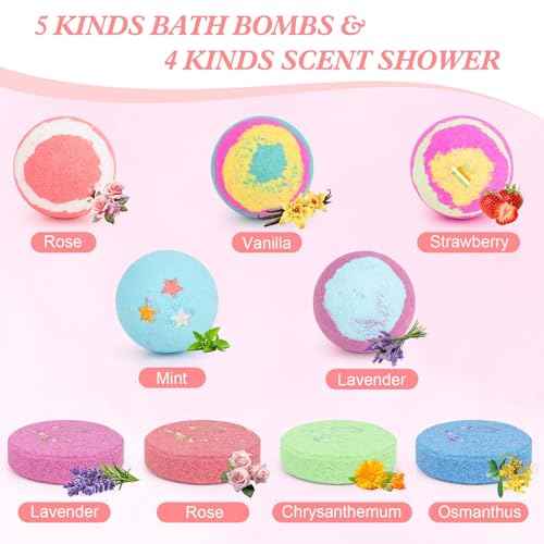 Bath Bombs for Women, Mothers Gifts Day for Mom, Relaxing Spa Baskets Gift Set, Self Care Gifts for Women, Birthday Bombs Gifts for Mom, Coworker, Teacher, Nurse