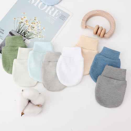 BQUBO Newborn Infant Toddler Mittens No Scratch Cotton Elastic Wrist Gloves Hypoallergenic for 0-6 Months Baby Boys Girls