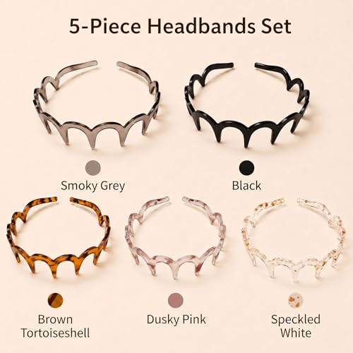 Zig Zag Non-Slip Hair Bands Set - Flexible Retro 90s Y2K Style for Women