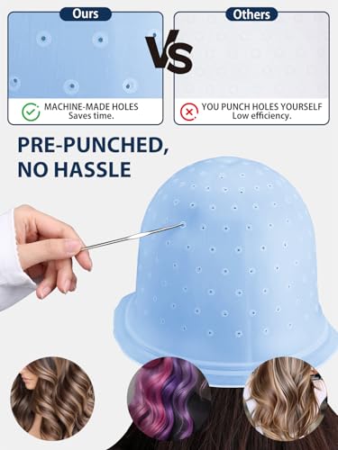 YOOVR Blue Hair Highlight Kit with Silicone Cap & Dye Brush - 12 Pieces