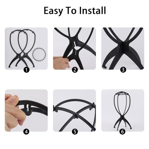Tecbeauty 9 Pcs Wig Stand Holder Black Collapsible