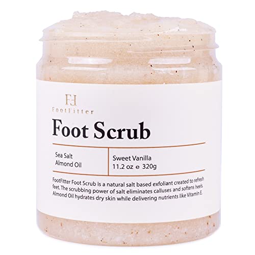 FootFitter Sea Salt Foot Scrub Exfoliant for Cracked Heels & Calluses (11.2 oz)