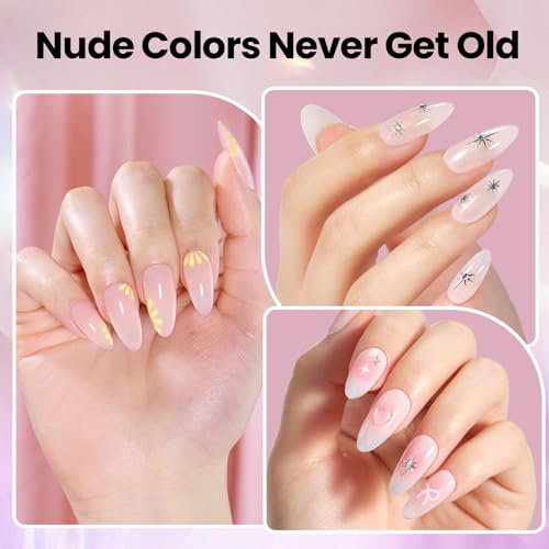 Beetles Builder Gel Clear & Milky Pink Nail Polish with Art Brush - Variation A