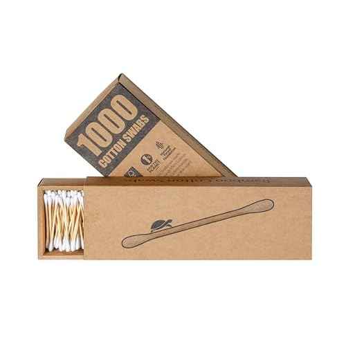 Sea Turtle Bamboo Cotton Swabs (1000 Count) - Vegan, Eco Friendly, Organic, Double Tips, Wooden Ear Sticks, All Natural 100% Biodegradable Cotton Buds