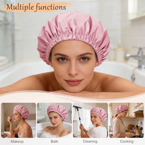 Satin Lined Shower Cap for Women | Waterproof Hair Protection