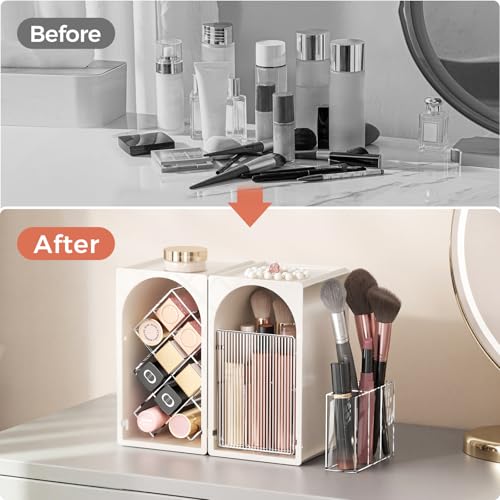 Modular Makeup Organizer, Clear Acrylic Cosmetic Storage Box with Drawer, Vanity Countertop Organizer for Makeup, Skincare and Beauty Accessories ? Multiple Styles