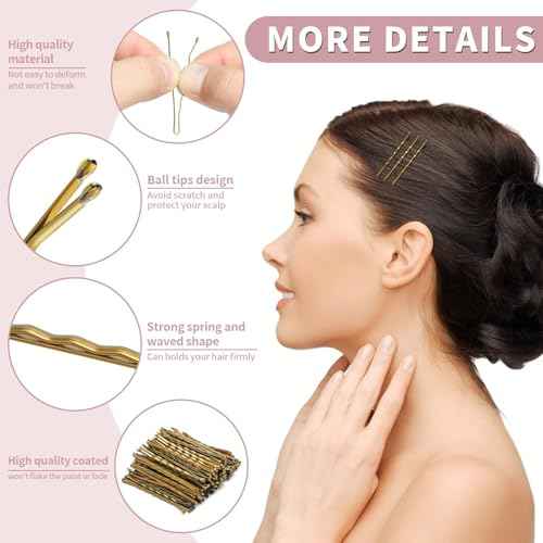 Bobby Pins and Hair Pins Combo Box 500PCS, Big Quantity Hair Pins Kit Black Brown Gold Bobby Pins and U Shape Brown for Styling Hair with Storage Box 2" / 2.4" / 2.6¡± for Women