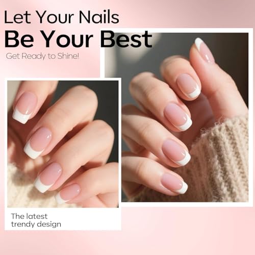 Modelones Gel Nail Polish Set 2 Colors 15ml French Manicure Kit White Nude Pink