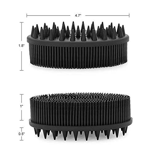 Upgrade Body Scrubber and Hair Shampoo Brush, All in One, Premium Silicone Loofah, Exfoliating Body Brush, Shower Scrubber for Body, Scalp Massager for Women, Men, Pet (1PC Black)