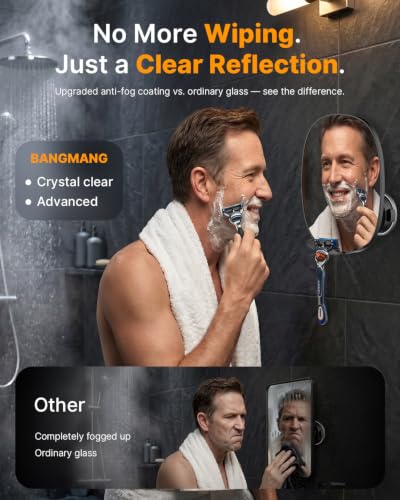 Fogless Shower Mirror with Suction & Razor Holders