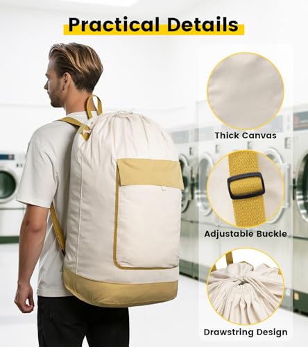 Vorspack Canvas Laundry Backpack - Large Washable Hamper Bag