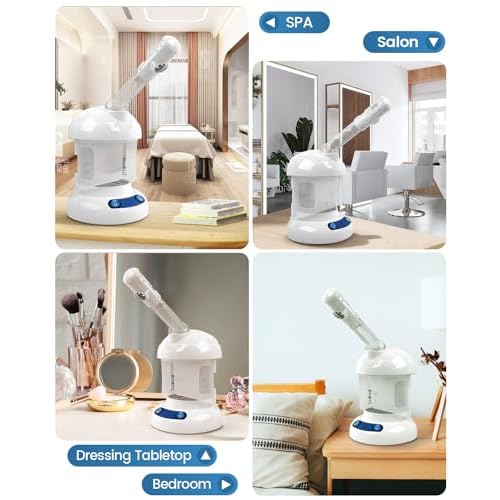 Tabletop Facial Steamer - Kingsteam Nano Ionic Face Steamer with 360¡Æ Rotating Arm, Moisturize, Remove Blackheads, Portable Facial Steamer for Home Facial Spa or Beauty Salon, White