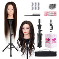 28" Mannequin Head 80% Real Hair with Tripod Stand & Clamp