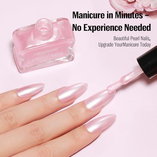 Vieafenti Light Pink Pearl Nail Polish - Quick Dry 15ml