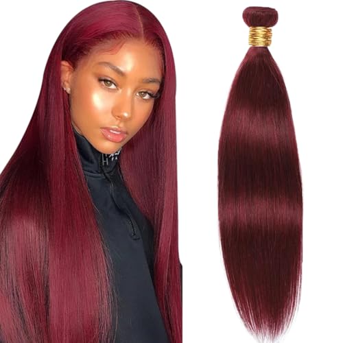 #99J Burgundy Straight Human Hair Bundles 14 Inch - GtaiiReu, Unprocessed Brazilian Virgin Hair