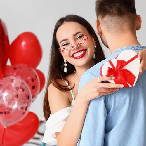 Heart Glitter Freckles Temporary Tattoos - Waterproof Valentine's Day Set