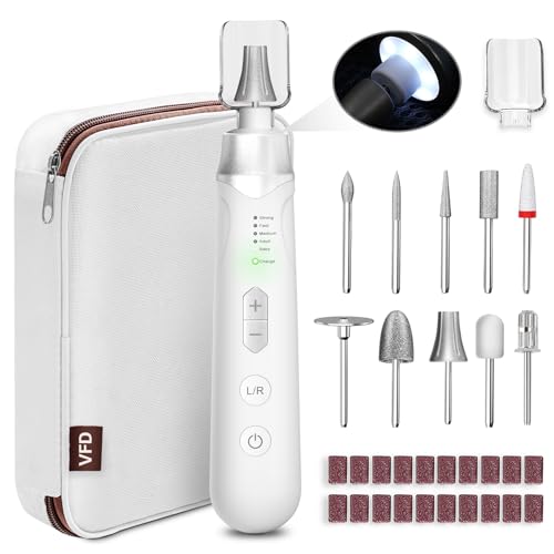 Cordless Electric Nail File Drill with LED Light & 10 Accessories
