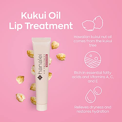 Hanalei Sugar Lip Scrub and Lip Treatment (Mauve Pink) Bundle, Made with Raw Cane Sugar and Real Hawaiian Kukui Nut Oil (Cruelty free, Paraben free)