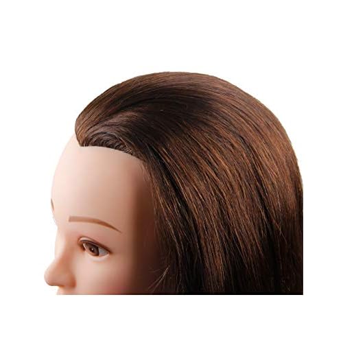 Mannequin Head with 100% Human Hair Hairdresser Training Head Manikin Cosmetology Doll Head Salon Training Practice Head with Blonde Human Hair Styling Dye Cutting with Clamp Stand.