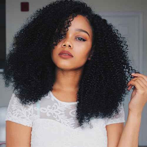 Glueless V Part Wigs Human Hair Afro Kinky Curly Upgrade U Part Wigs for Black Women Kinky Curly V Part Human Hair Wigs Full Head Clip In Half Wig 200% Density 26 Inch
