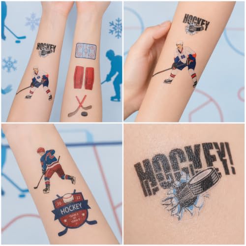 96PC Ice Hockey Temporary Tattoos for Kids – Sports Party Favors