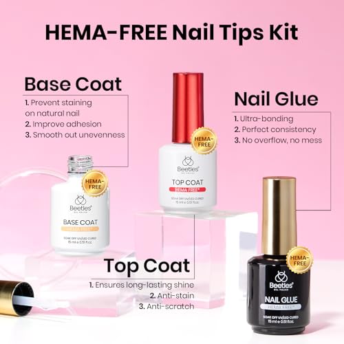 Beetles Coffin Medium Nail Tips D-288pcs for Gel Nail Kit with Mini Nail Lamp
