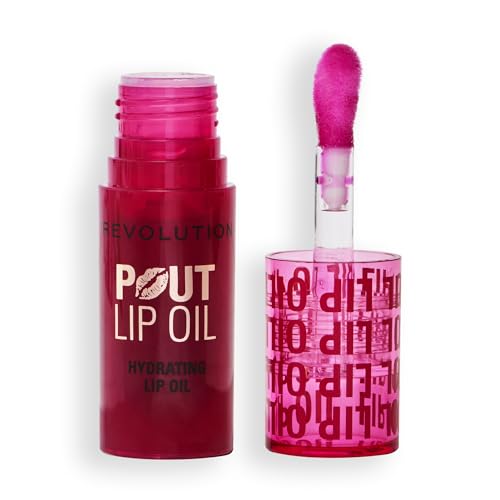 Revolution Pout Lip Oil Cherry Red - High-Shine Nourishing Tinted Oil