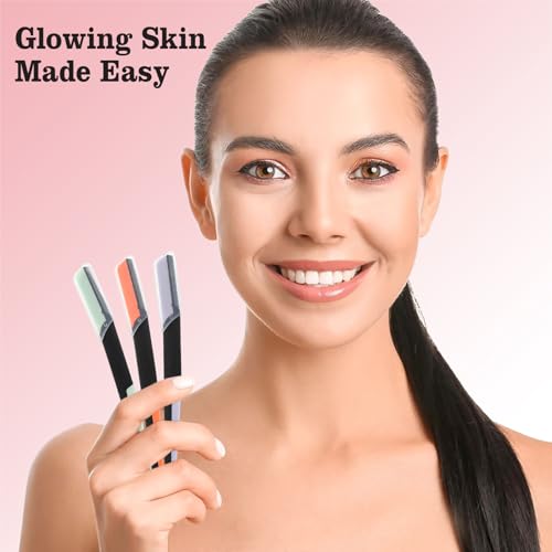 3-Pack Dual-Tone Eyebrow Razor for Women - Exfoliating Face Shaver & Facial Hair Remover | Safe & Precise Beauty Tool for Perfect Brows, Clean Girl Aesthetic, Travel Essentials