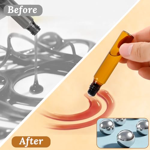 20-Pack 10ml Amber Glass Roller Bottles for Essential Oils