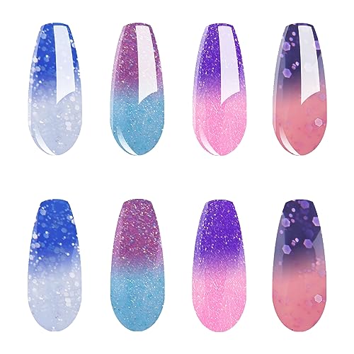 Vishine Gel Nail Polish Set -Color Changing Gel Nail Polish Set Sapphire Blue Purple Pink Laverder Color Changing Gel Polish Soak Off UV LED Thermal Temperature Art C040