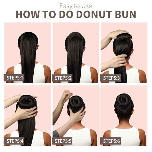 FANDAMEI Hair Bun Maker Set- 8 PCS Hair Donuts for Buns (2 Extra-large,2 Large,2 Medium and 2 Small), 40 PCS Bobby Pins, 5 PCS Hair Elastic Ties Black,Bun Maker - Brown