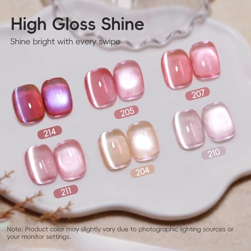 PEACECOLOR Cat Eye Gel Polish Set - 6 Colors, 10ML with Magnet