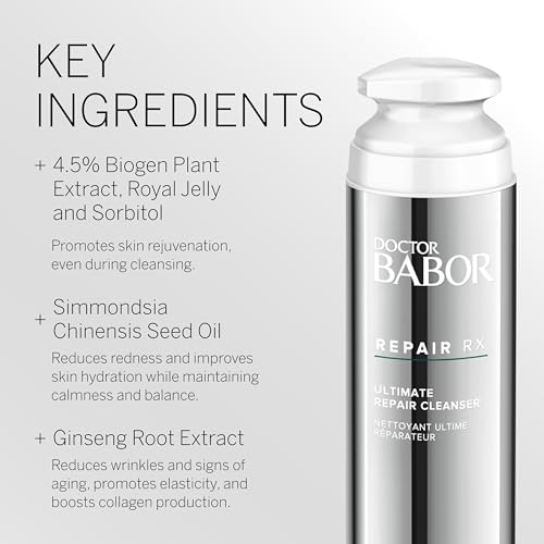 DOCTOR BABOR Regeneration Barrier Balance Lotion Cleanser, Gentle Daily Facial Cleanser, Cleanse and Balance the Skin, Strengthen and Revitalize Complexion, Hydrated Radiant Skin, 5.07 oz