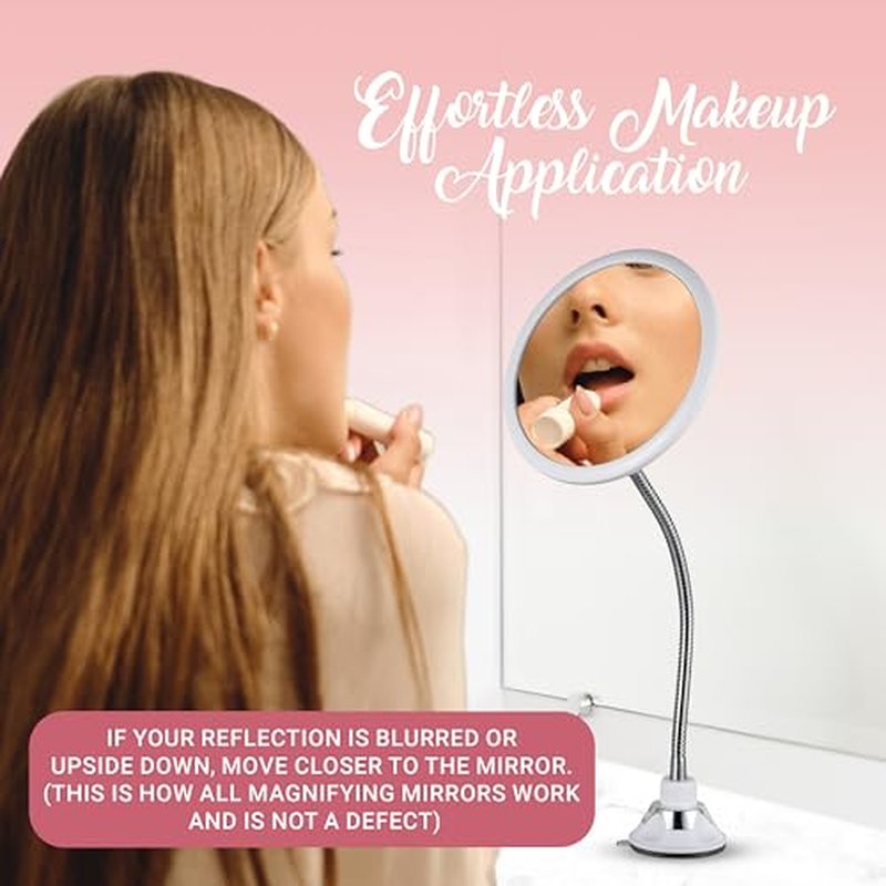 10X Magnifying Makeup Mirror with Gooseneck & Suction Cup