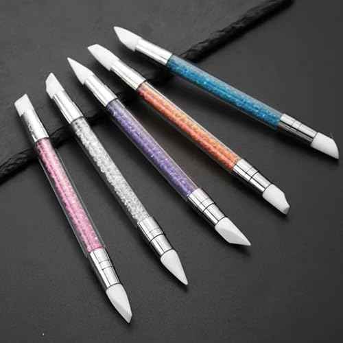5 Pcs Nail Art Sculpture Pen Dual Tipped Silicone Nail Tools Nail Art Silicone Brushes for Design Nail Carving Drawing Shaping Effect