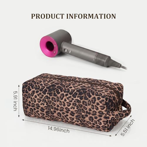 Leopard Print Hair Tool Travel Bag with Handle for Dyson Airwrap