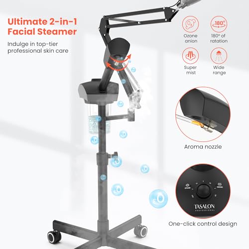 TASALON 2-in-1 Professional Facial Steamer with 5X Magnifying Lamp