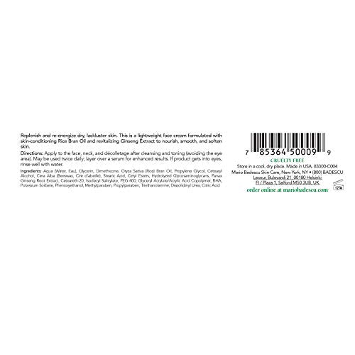 Mario Badescu Ginseng Moist Cream Lightweight Daily Face Moisturizer | Re-energizing, Skin-replenishing Moisturizer Face Cream | Skin Care that Brightens, Nourishes, & Smooths | 1 Oz