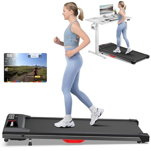 Walking Pad Treadmill, Upgraded Up to 10% Incline Walking Pad, Voice Controlled Under Desk Treadmill 300+LB Capacity Work with KINOMAP, Only 39LBS Portable Treadmill for Home,Office,Apartment