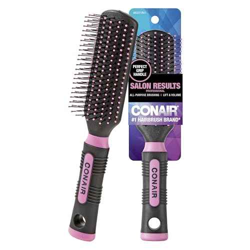 Conair Salon Results Hairbrush - Hair brush for Men and Women - Detangling - suitable for all hair types -features Nylon Bristles - Pink/Black